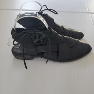 Free People Shoes Womens Size 7.5 EU 38 Black Leather Slingback Made in Spain